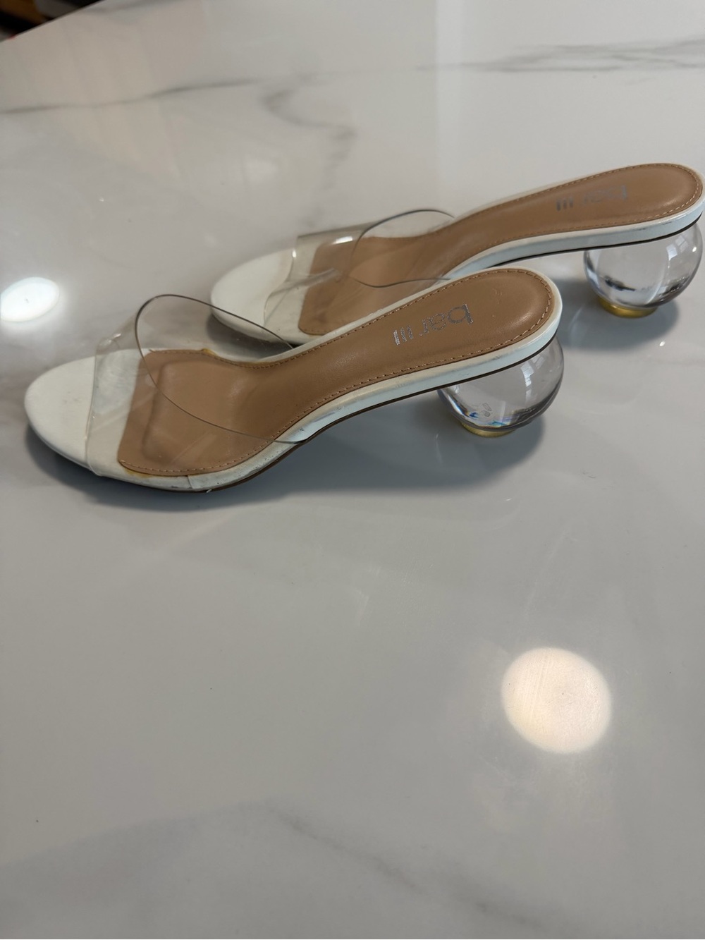 Bar III Clear PVC Bubble Heel Mules White Open Toe Slide Sandals Women’s 6.5 - Picture 5 of 11